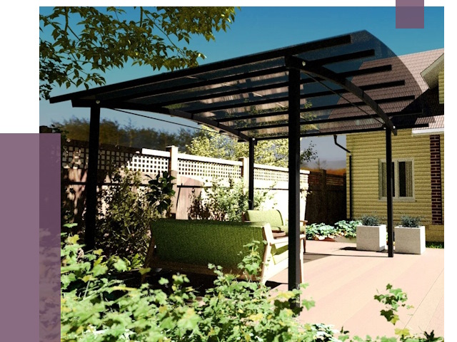 Навесы для террасы в Вичуге от 12953 руб. под ключ | ПРОЛЁТ-Вчг