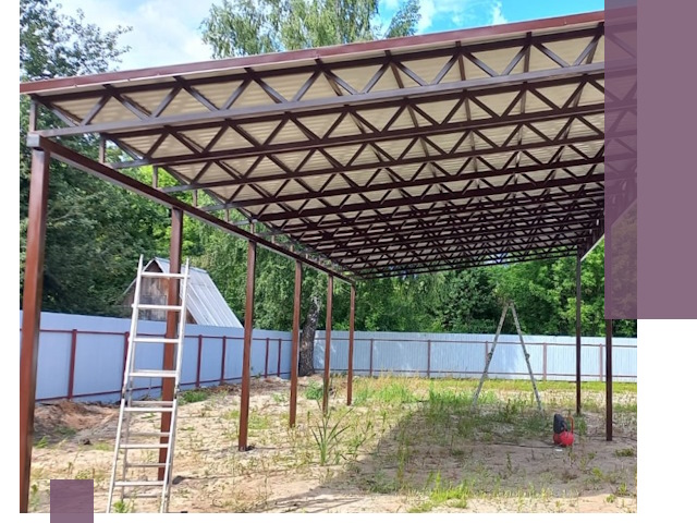 Односкатные навесы под ключ в Вичуге — изготовление и монтаж