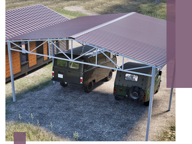 Двускатные навесы под ключ в Вичуге — изготовление и монтаж